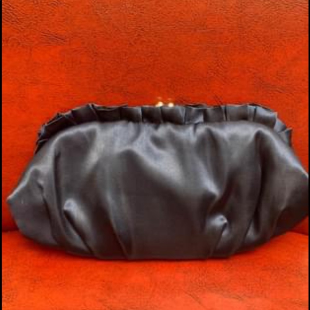 Satin navy evening bag